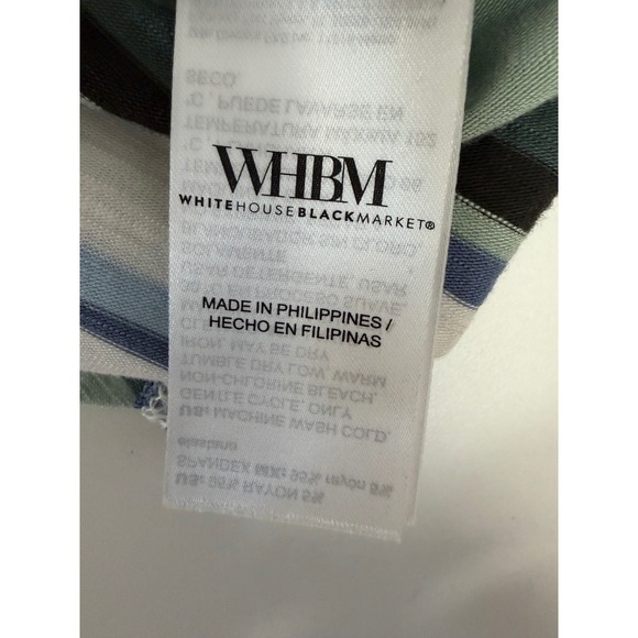 White House Black Market Striped V-Neck Cap Sleeve Top Blue Green XXS - Picture 5 of 9